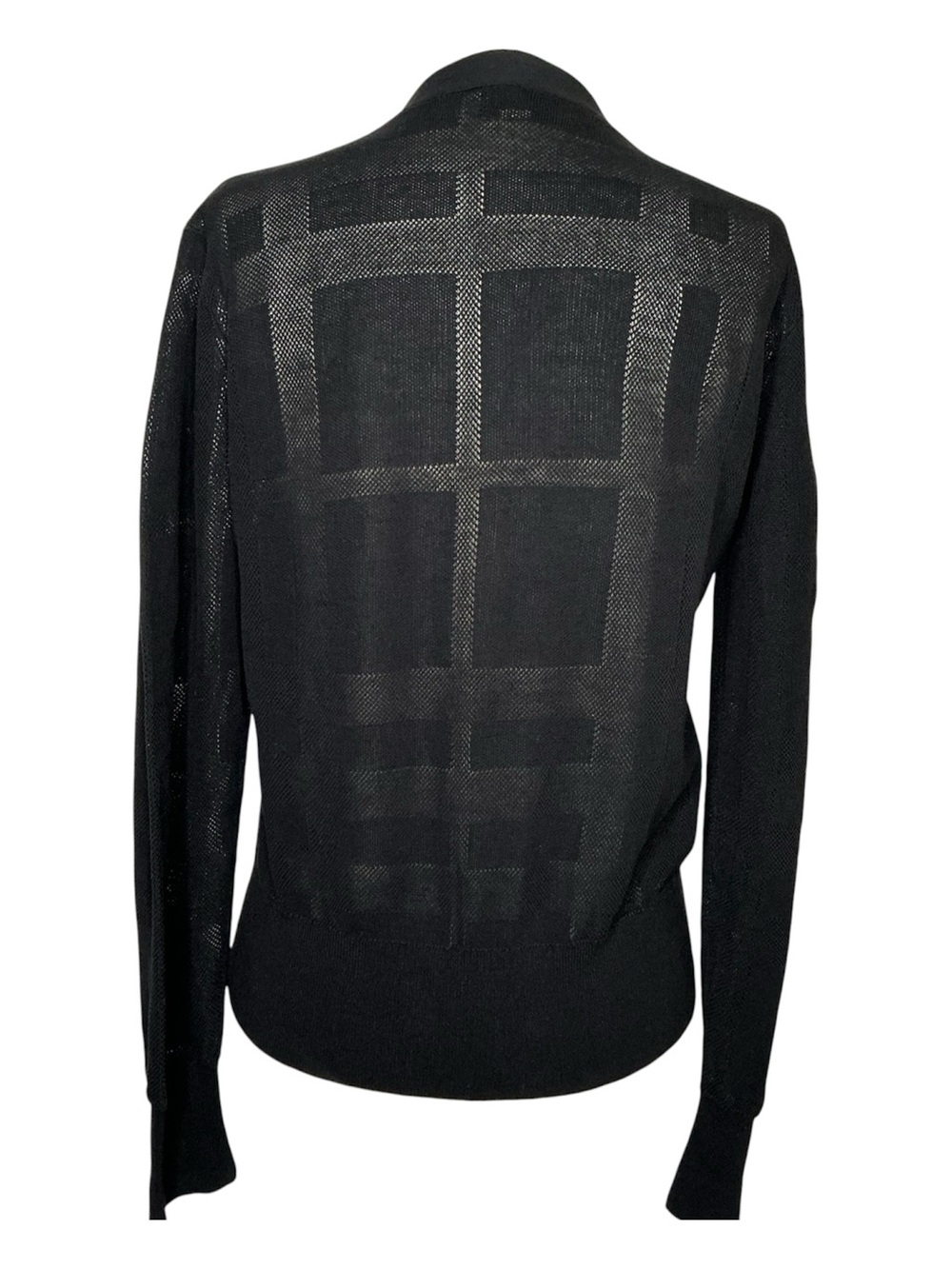 Burberry London Black V-Neck Button Front Women's Knit Cardigan Cotton Sz Large - Picture 3 of 14